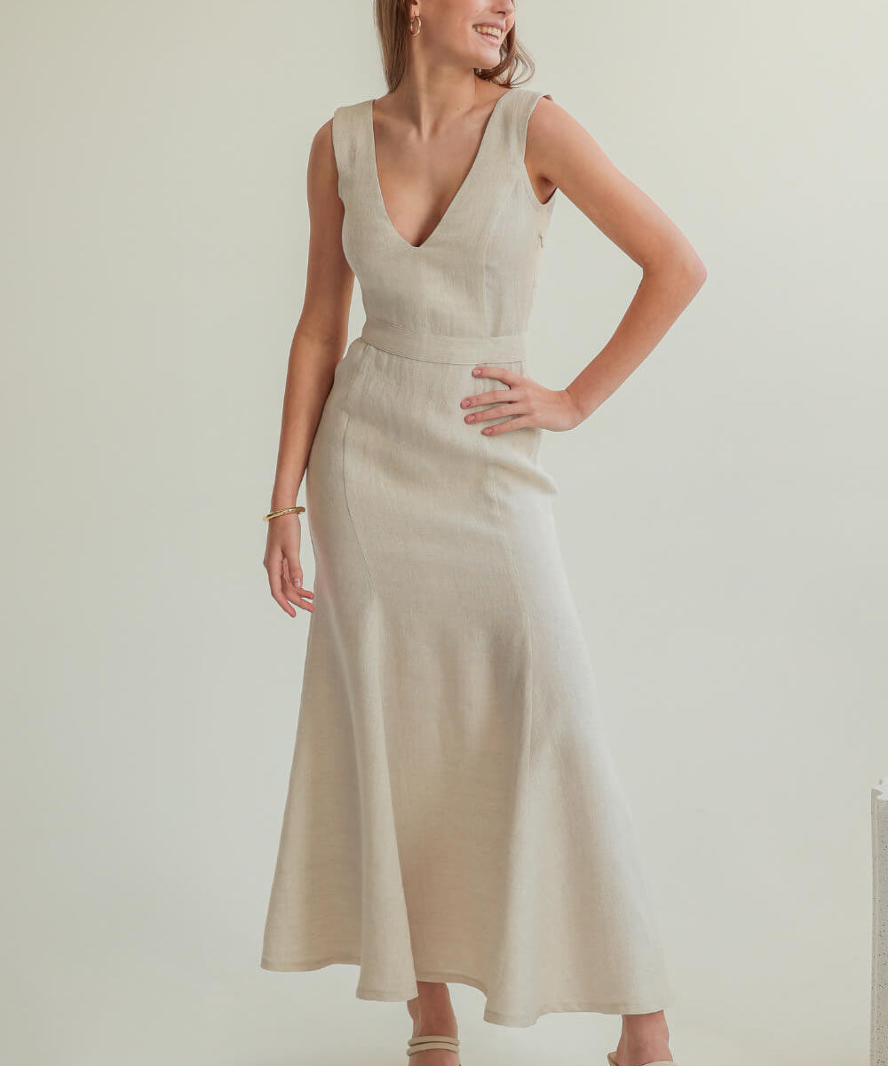 Linen trumpet dress Jasmin