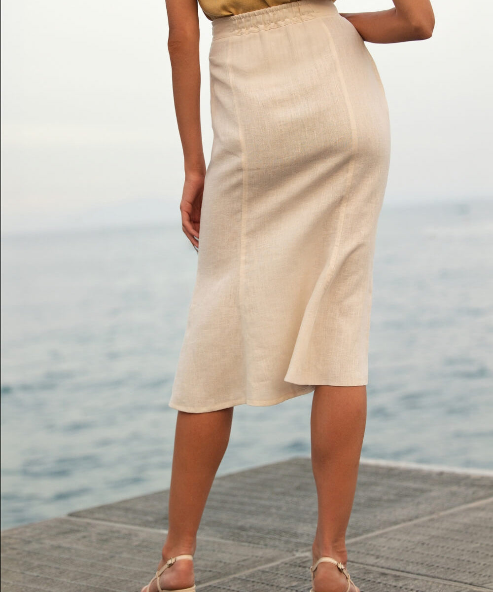 Linen trumpet skirt Jade