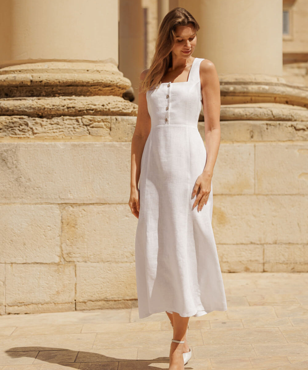 Linen trumpet wedding dress Valery
