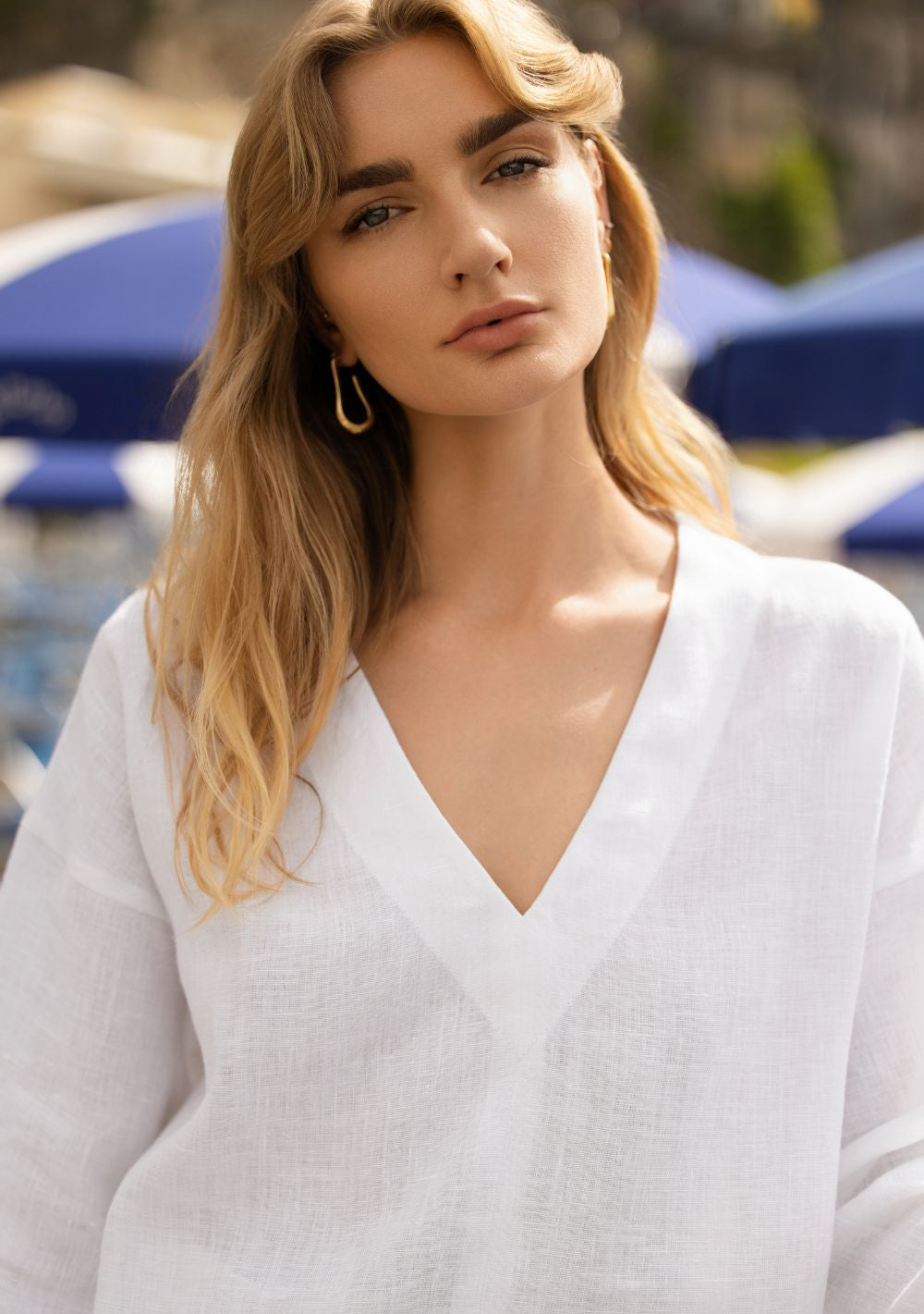 Linen V neck top Pandora