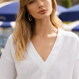 Linen V neck top Pandora