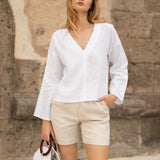 Linen V neck top Pandora