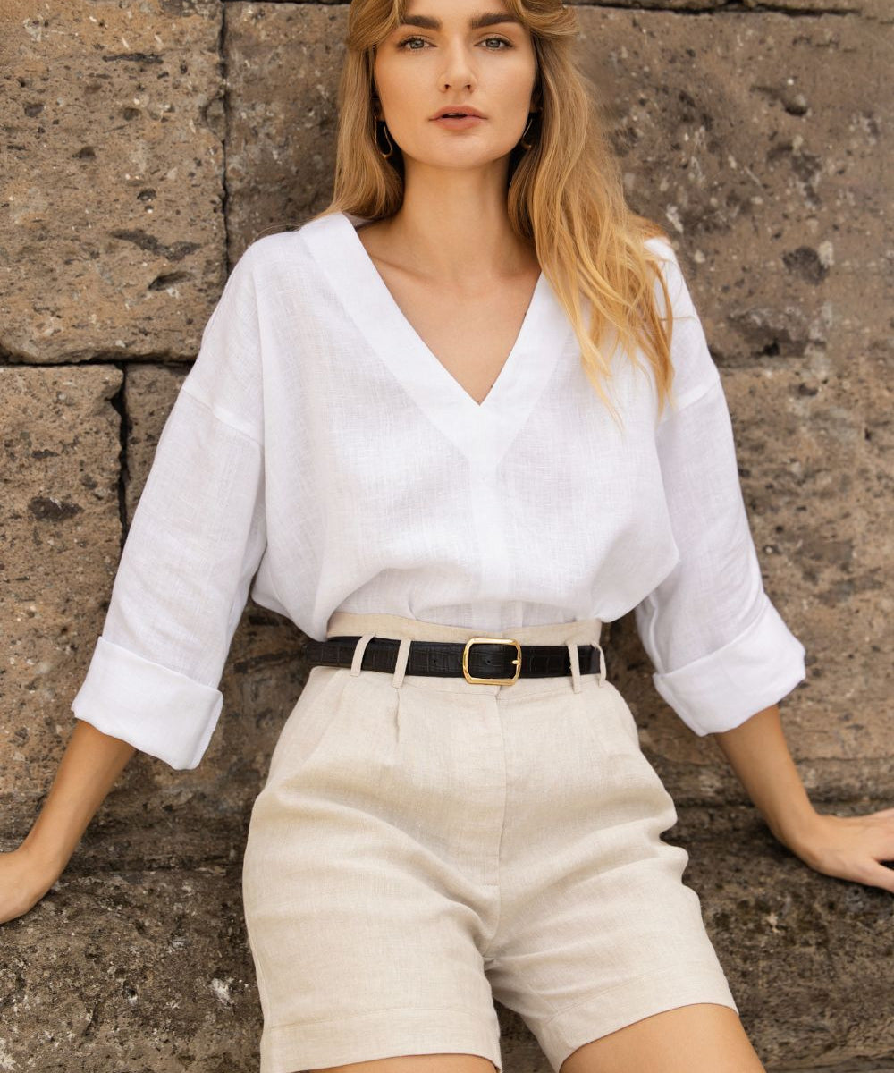 Linen V neck top Pandora