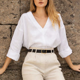 Linen V neck top Pandora