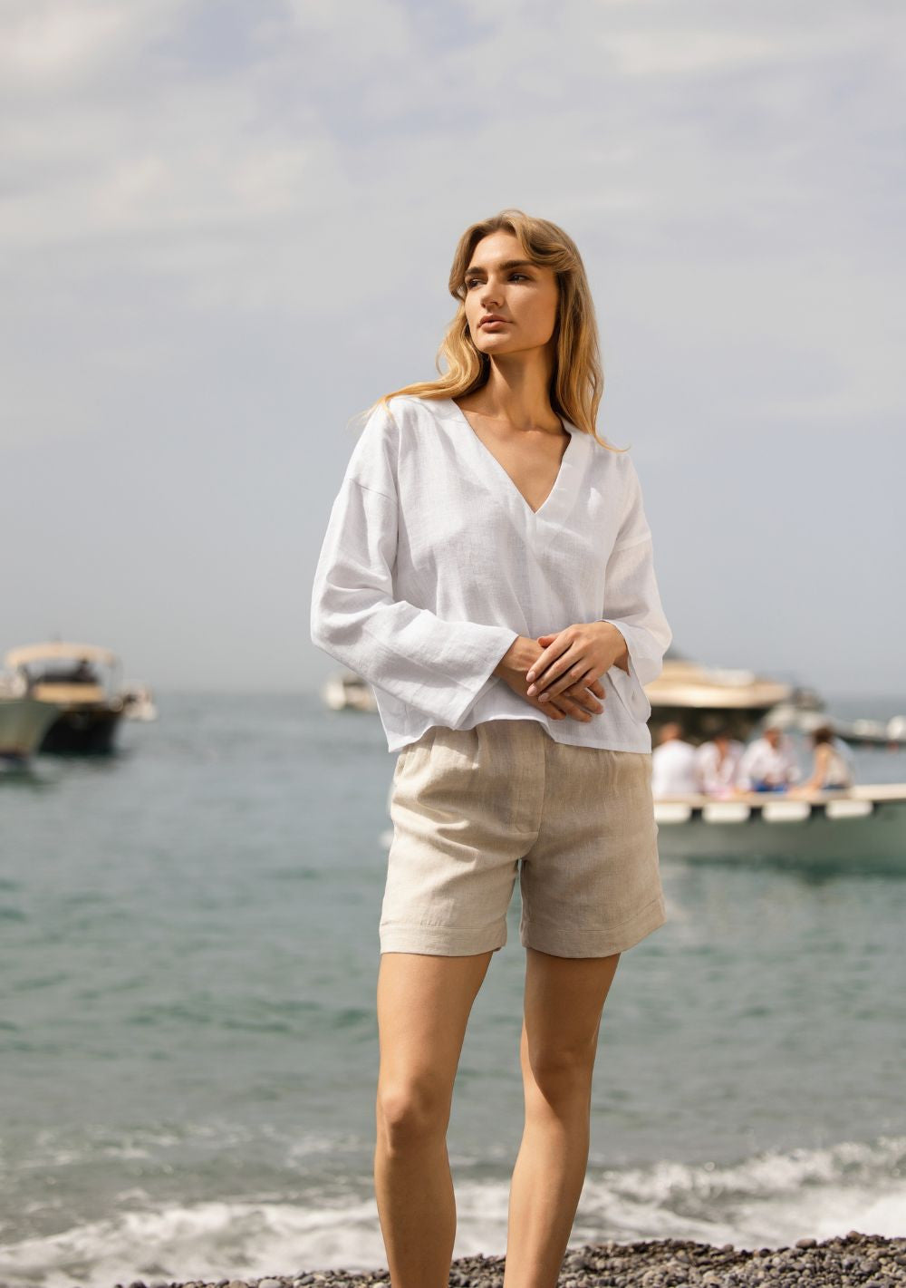 Linen V neck top Pandora