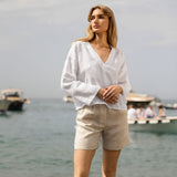 Linen V neck top Pandora