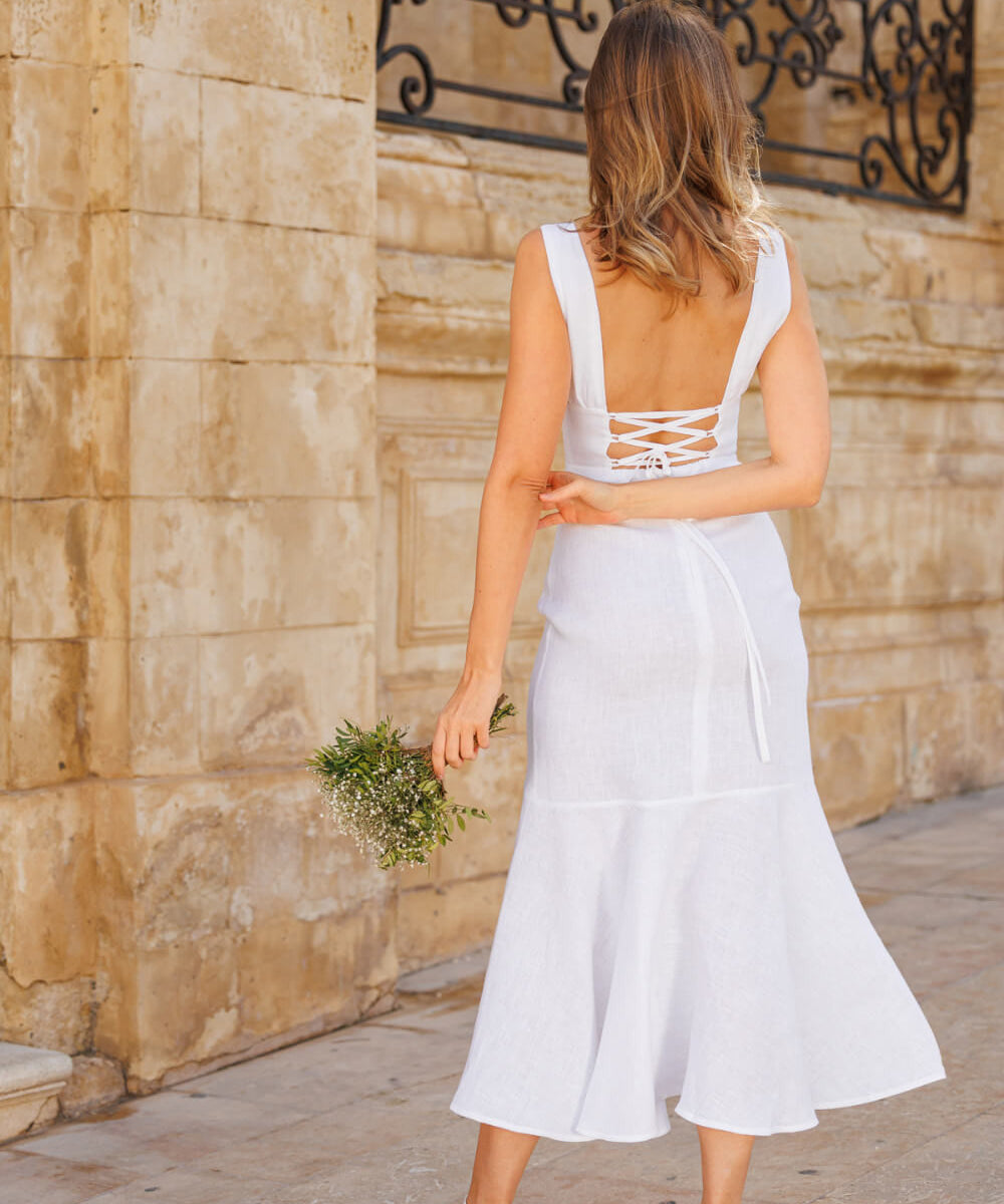 Linen wedding dress Crystal