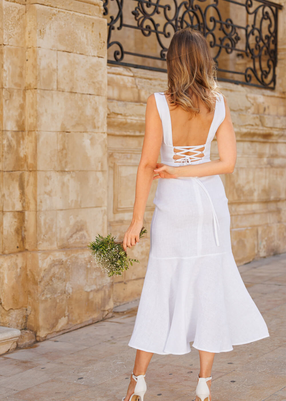Linen wedding dress Crystal