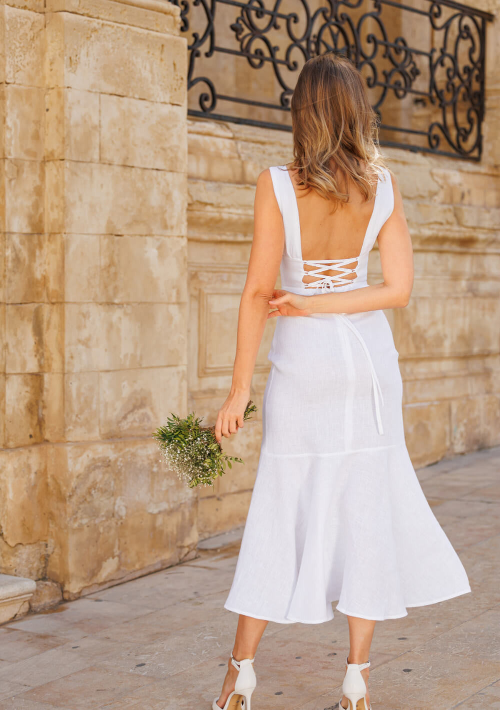 Linen wedding dress Crystal