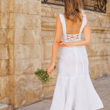 Linen wedding dress Crystal