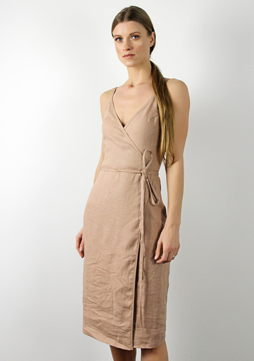 Linen wrap dress with spaghetti straps Eden
