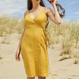 Linen wrap dress with spaghetti straps Eden
