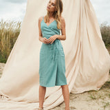 Linen wrap dress with spaghetti straps Eden