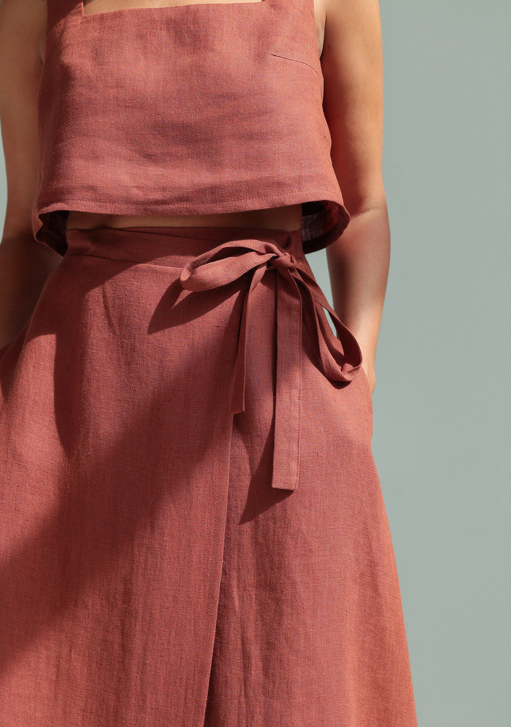 Linen wrap midi skirt Frida