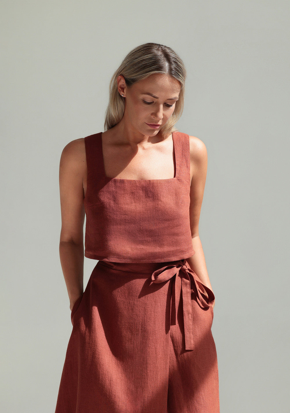 Linen wrap midi skirt Frida