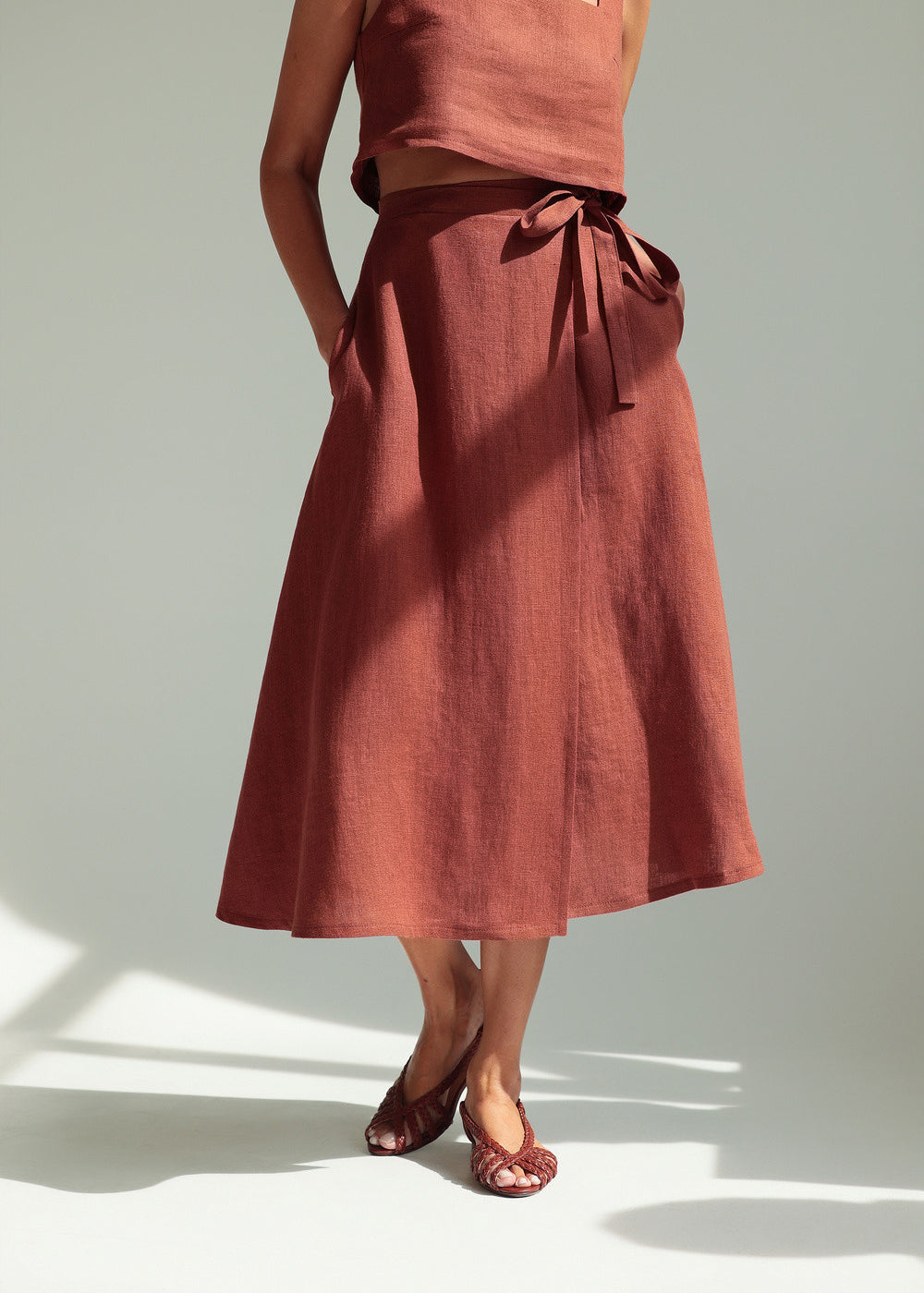 Linen wrap midi skirt Frida