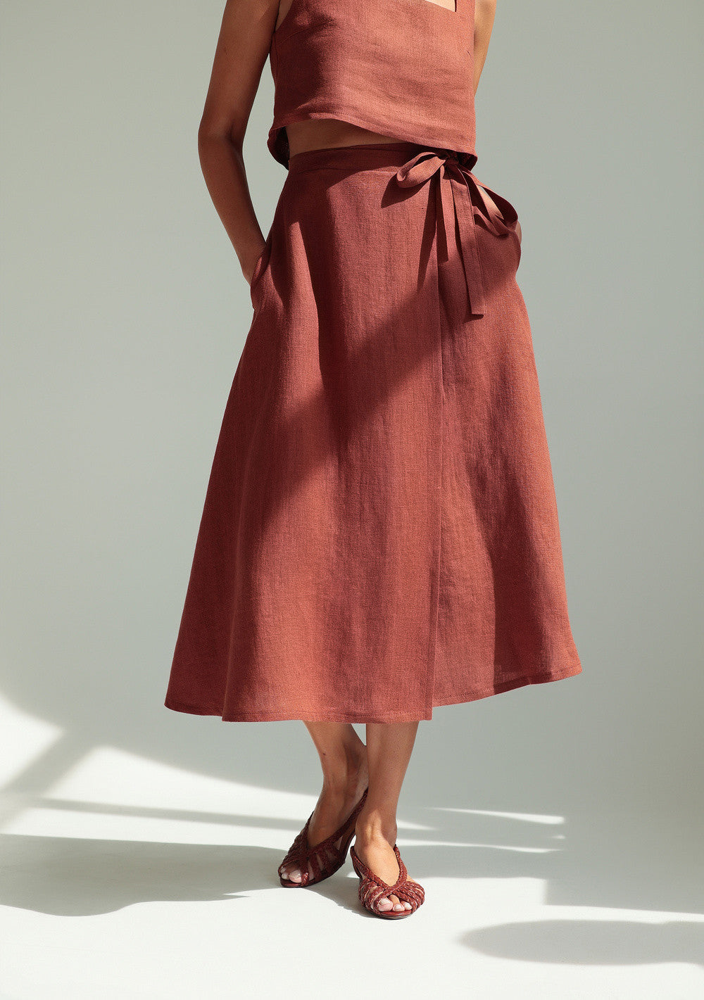 Linen wrap midi skirt Frida