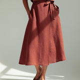 Linen wrap midi skirt Frida