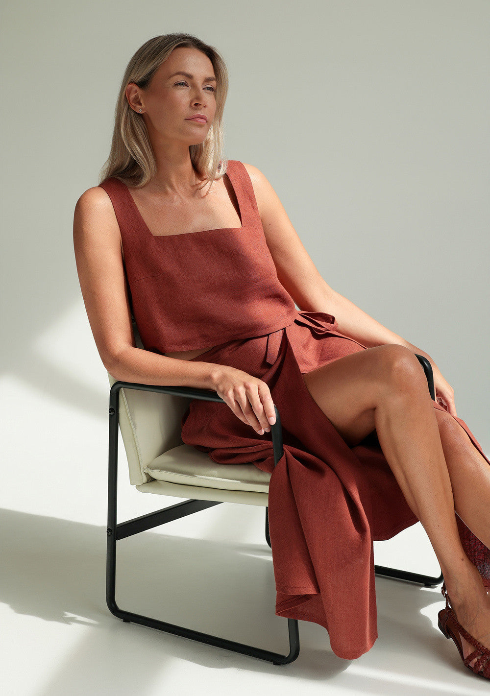 Linen wrap midi skirt Frida