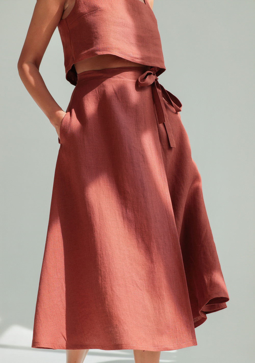 Linen wrap midi skirt Frida
