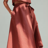 Linen wrap midi skirt Frida