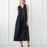 Long linen dress with tie neck detail Aylin