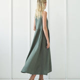 Long linen dress with tie neck detail Aylin