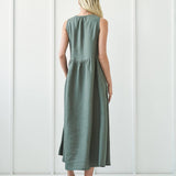 Long linen dress with tie neck detail Aylin