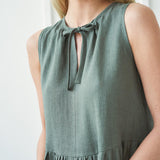 Long linen dress with tie neck detail Aylin
