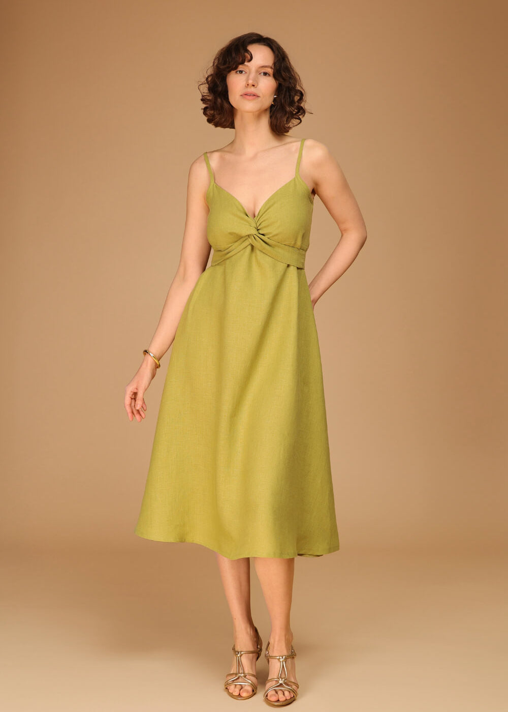Long linen strap dress Arielle