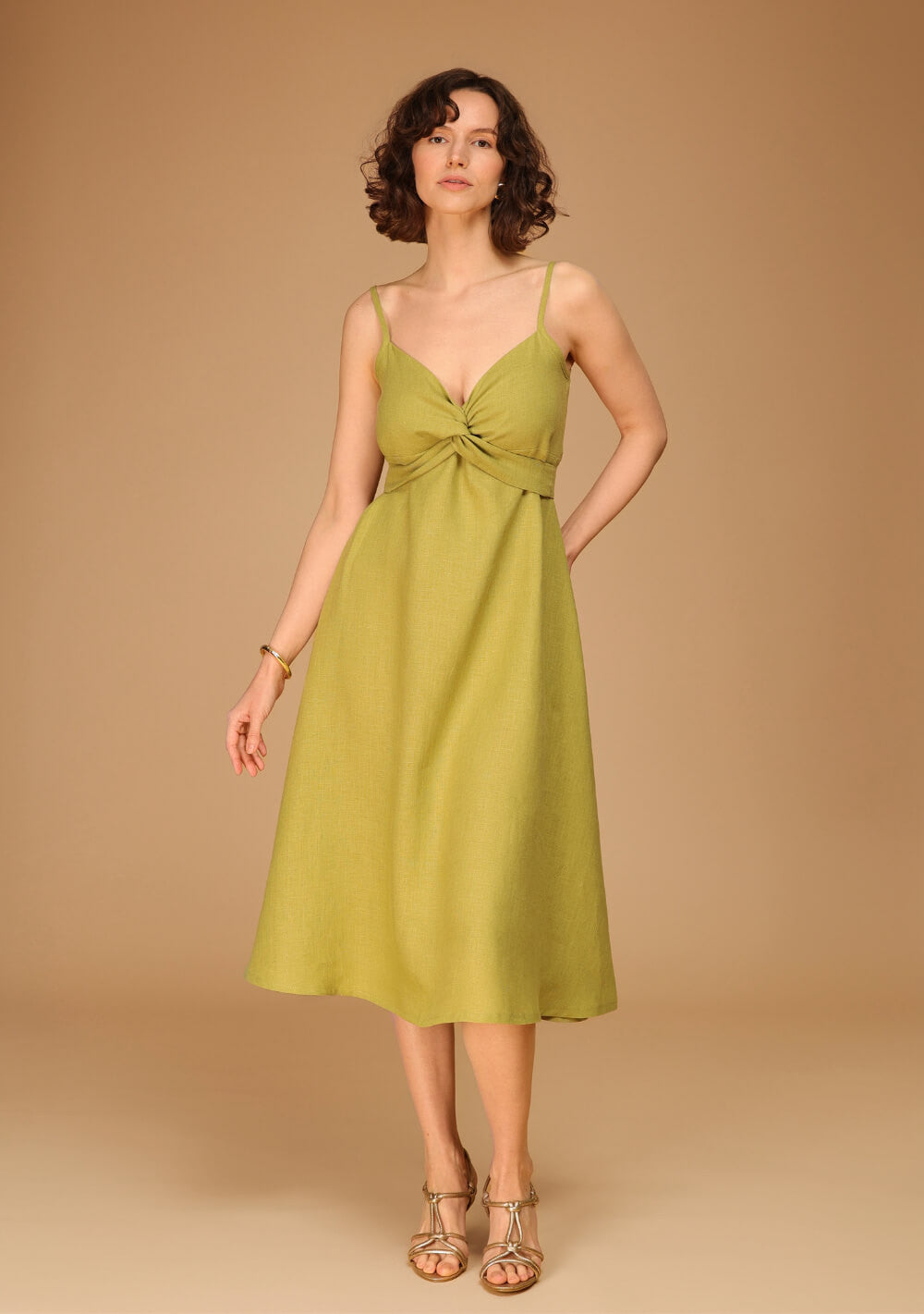 Long linen strap dress Arielle