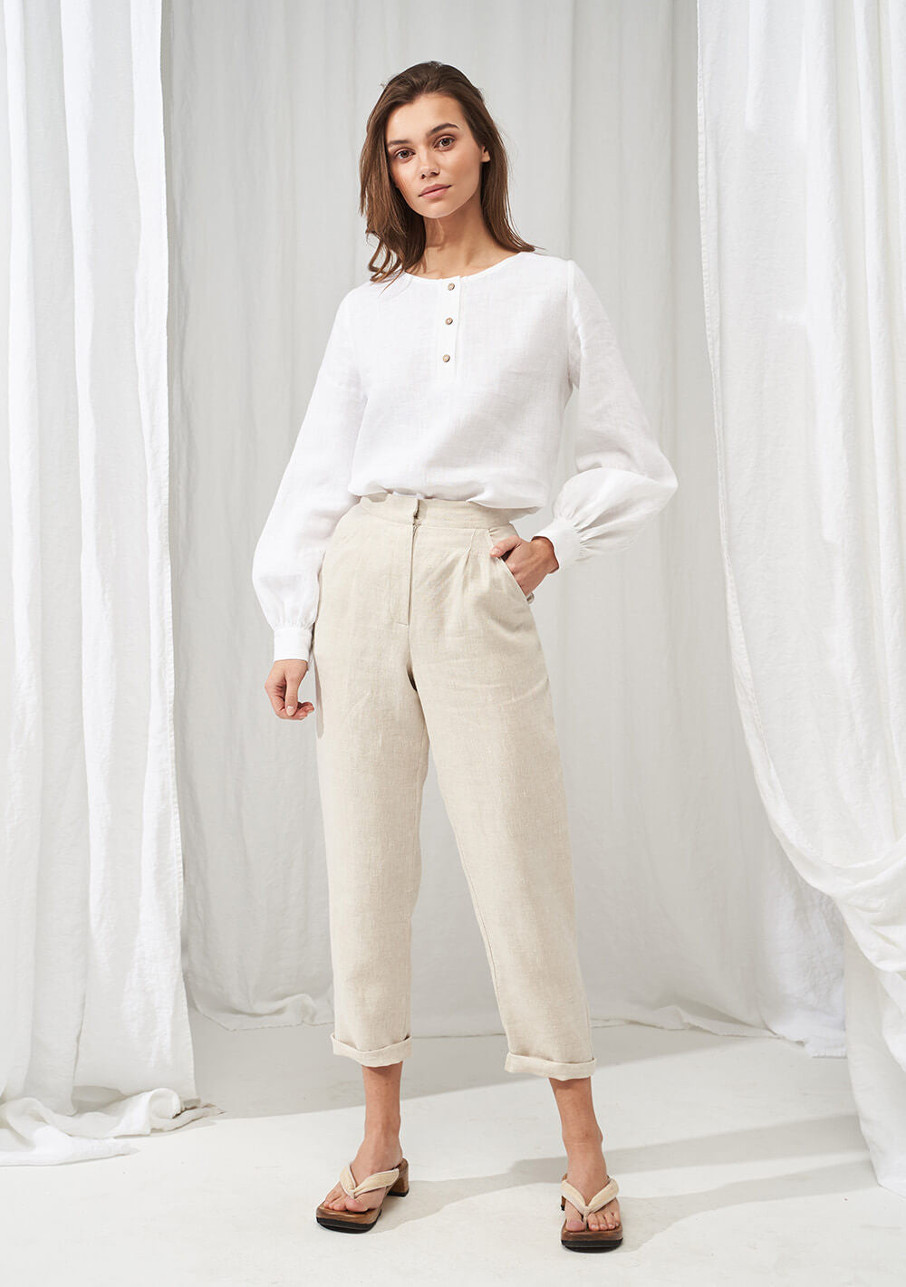 Long sleeve linen blouse Giselle