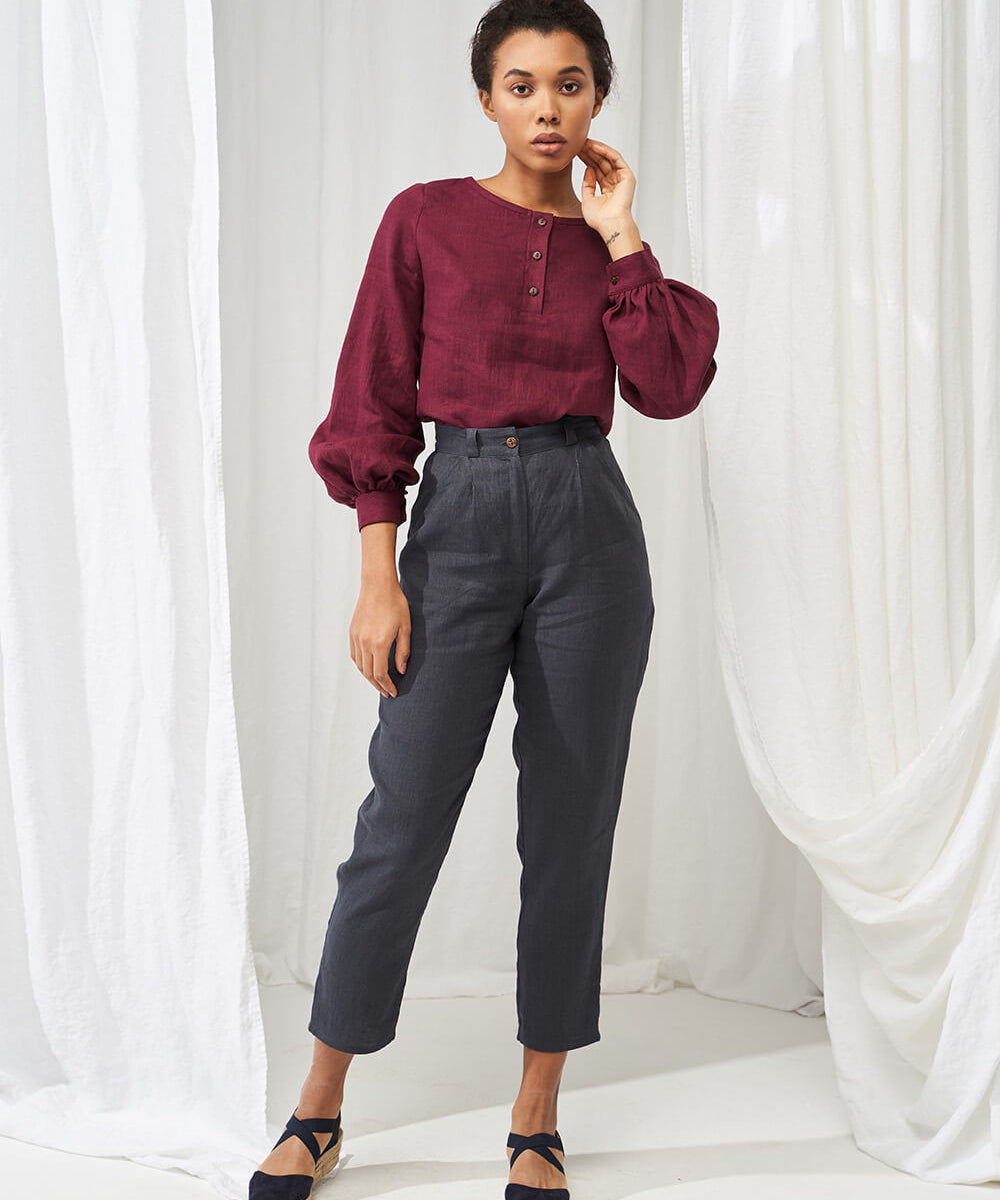 Long sleeve linen blouse Giselle