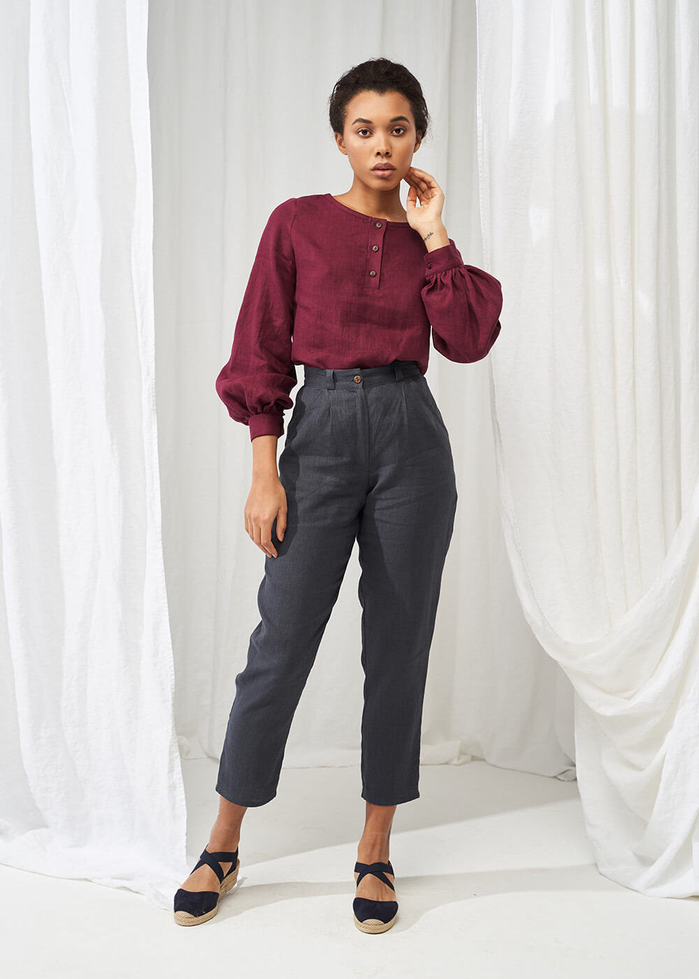 Long sleeve linen blouse Giselle