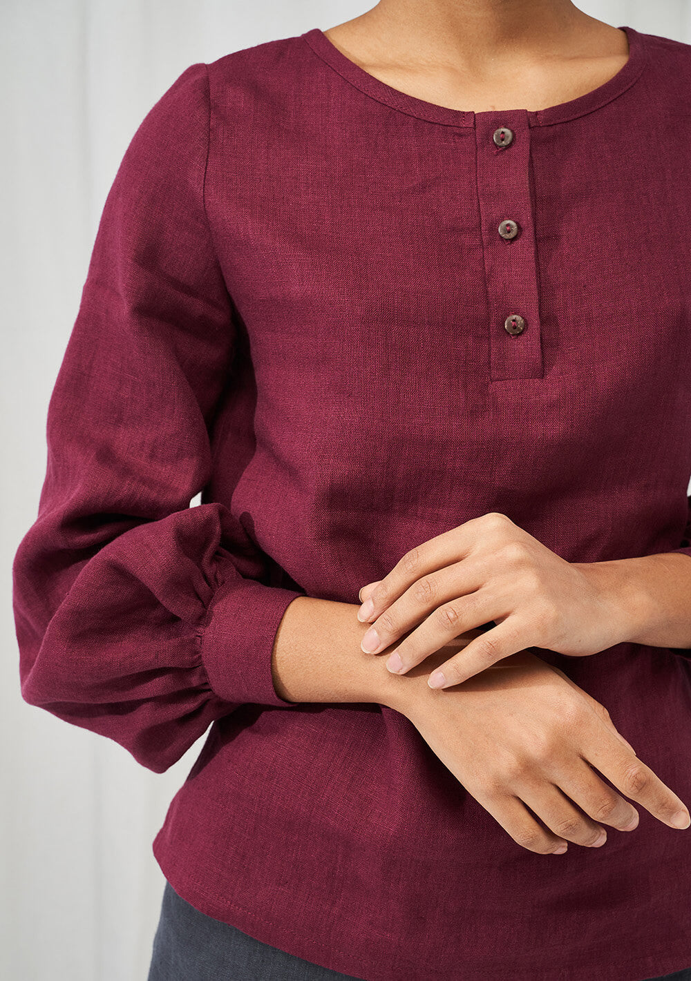 Long sleeve linen blouse Giselle