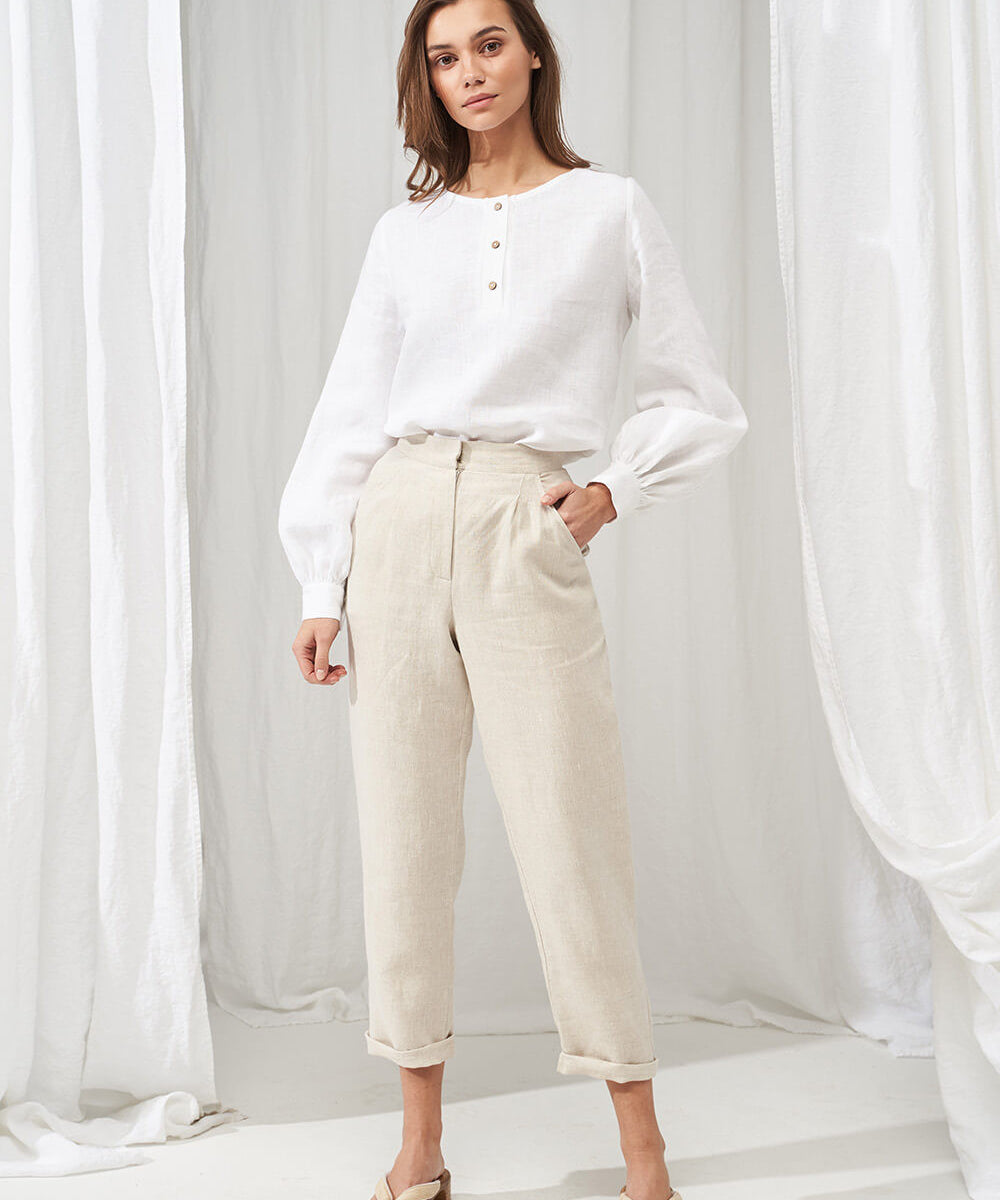 Long sleeve linen blouse Giselle