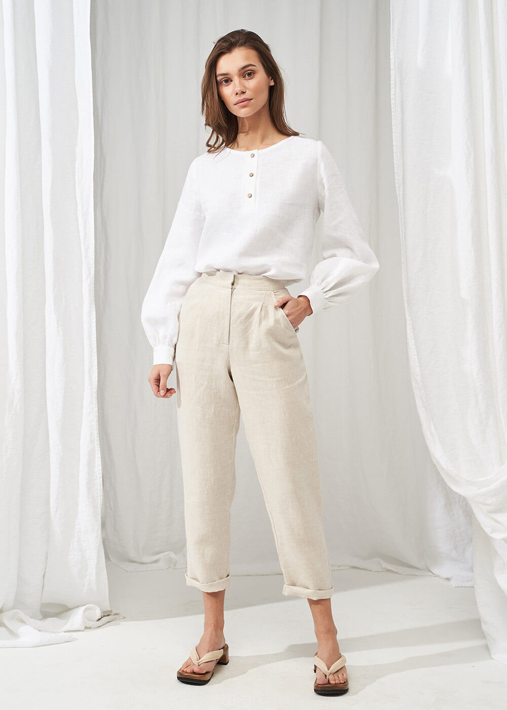 Long sleeve linen blouse Giselle