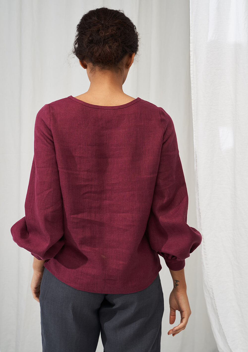 Long sleeve linen blouse Giselle