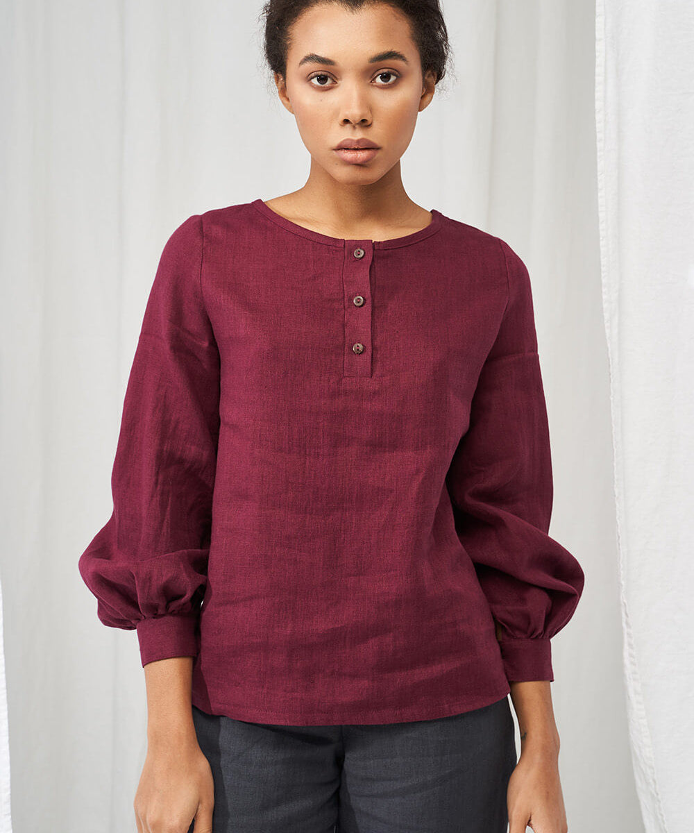 Long sleeve linen blouse Giselle
