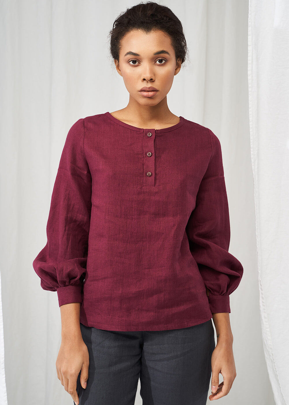 Long sleeve linen blouse Giselle