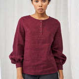 Long sleeve linen blouse Giselle