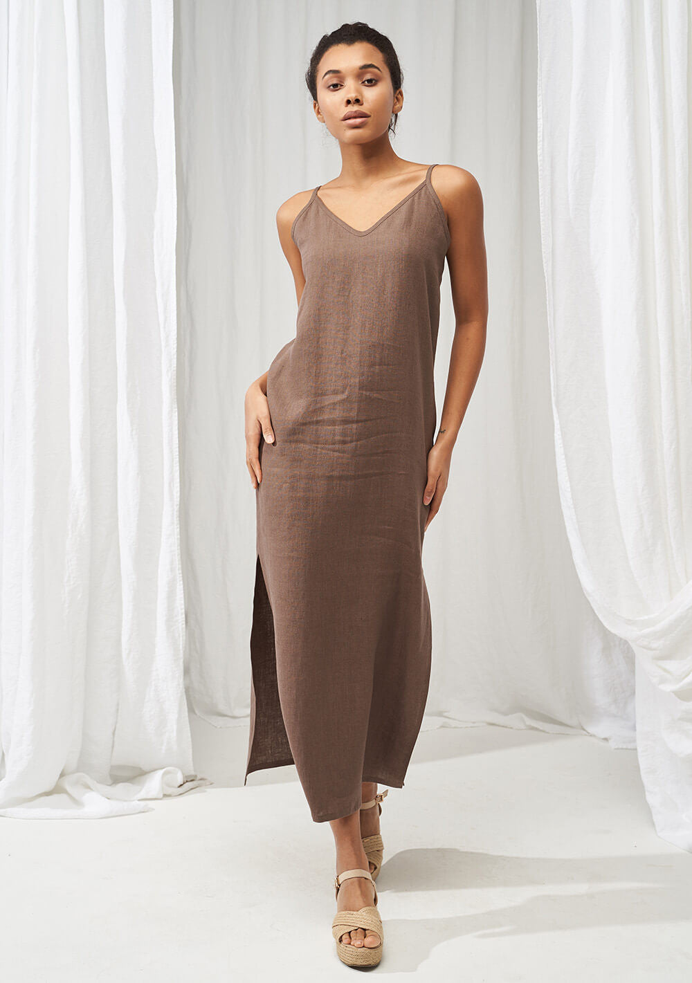 Maxi linen cami dress Zoe