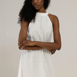 Maxi linen high neck dress Alicia in Navy