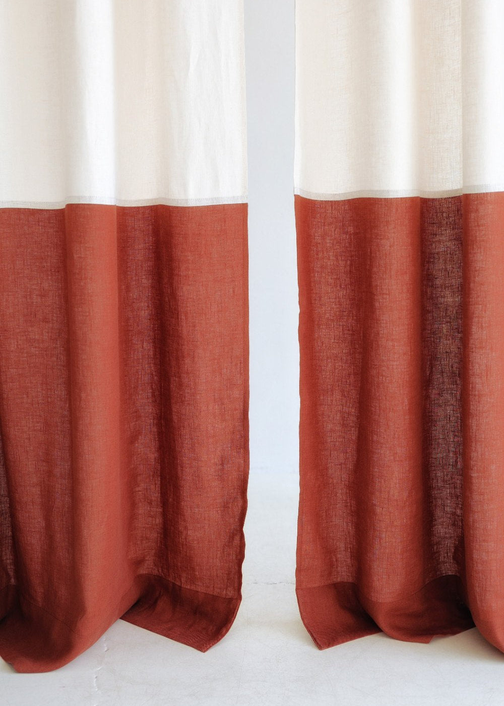 Mid century color block linen curtain – photo 1