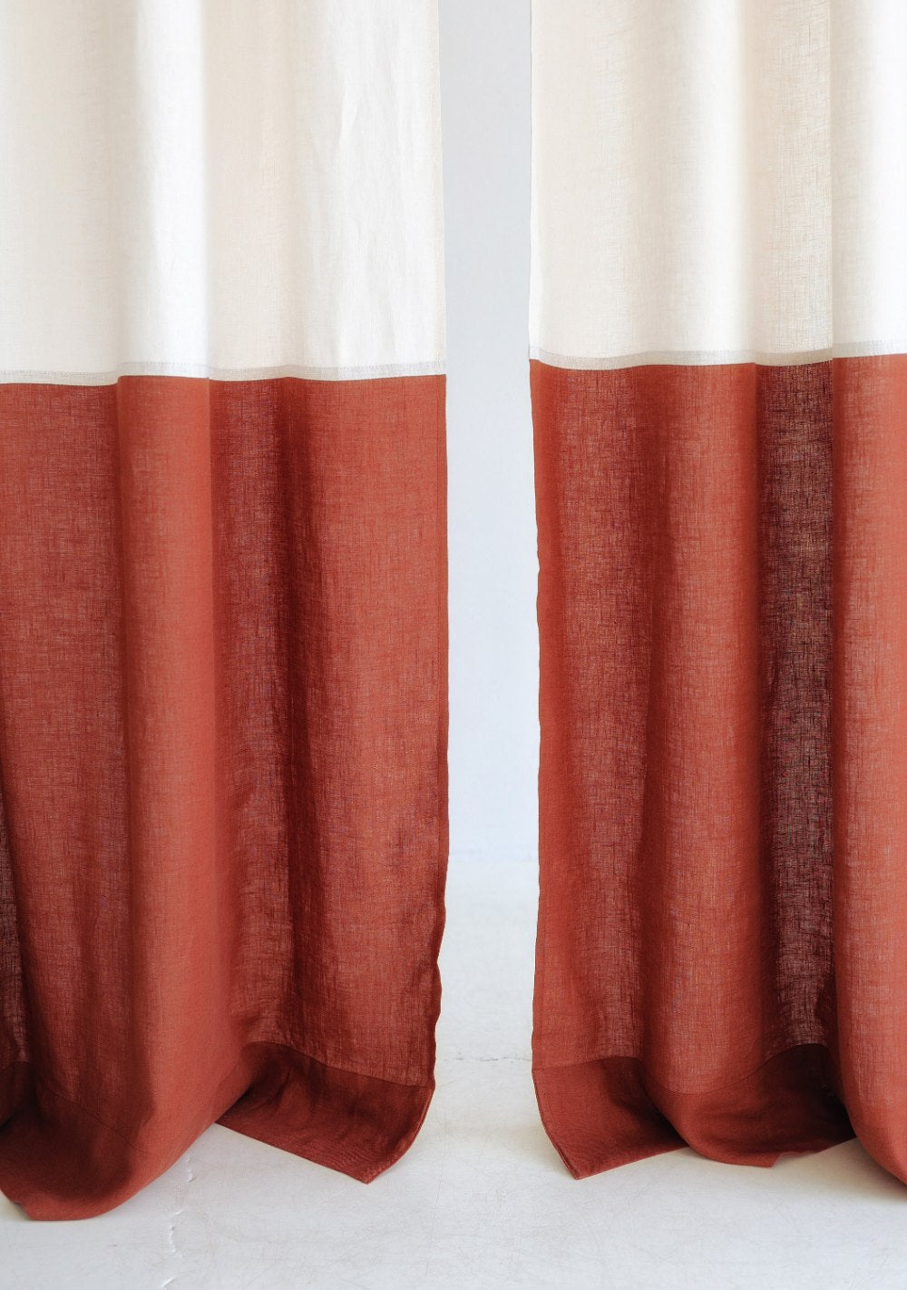 Mid century color block linen curtain – photo 1