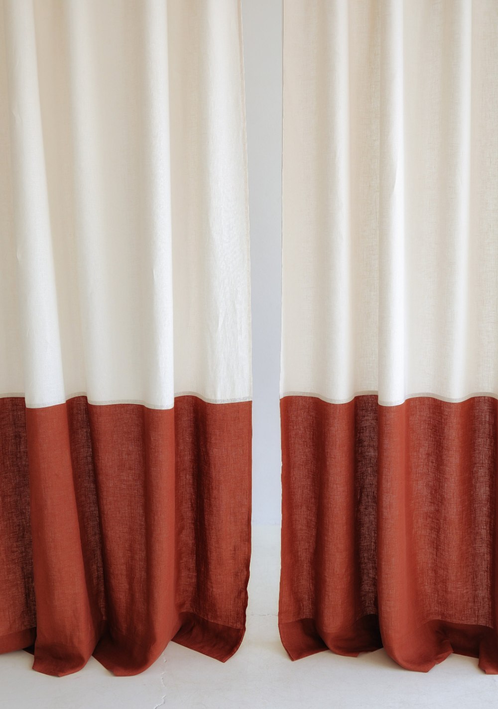 Mid century color block linen curtain – photo 3