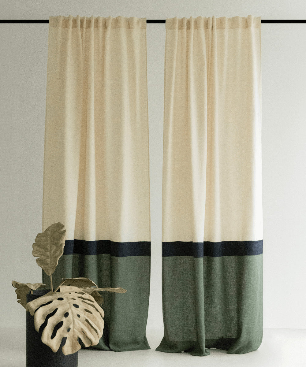 Multifunctional heading linen curtains