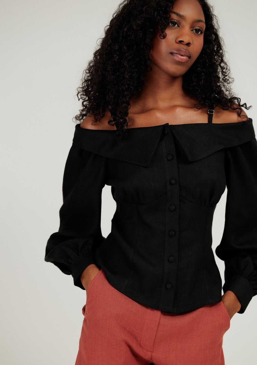 Off shoulder linen blouse Sylvie