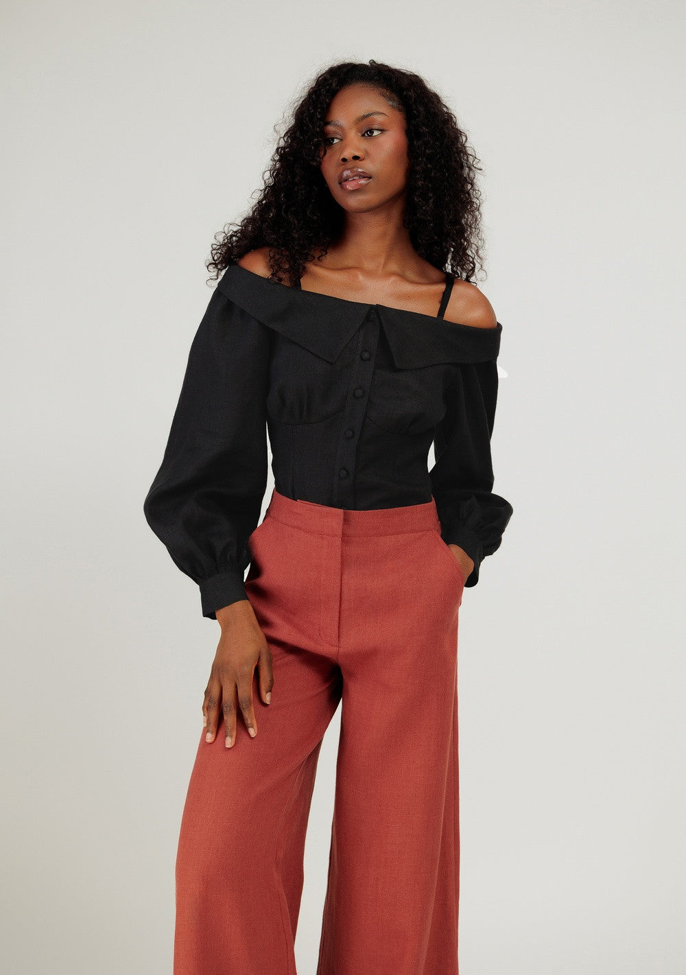 Off shoulder linen blouse Sylvie