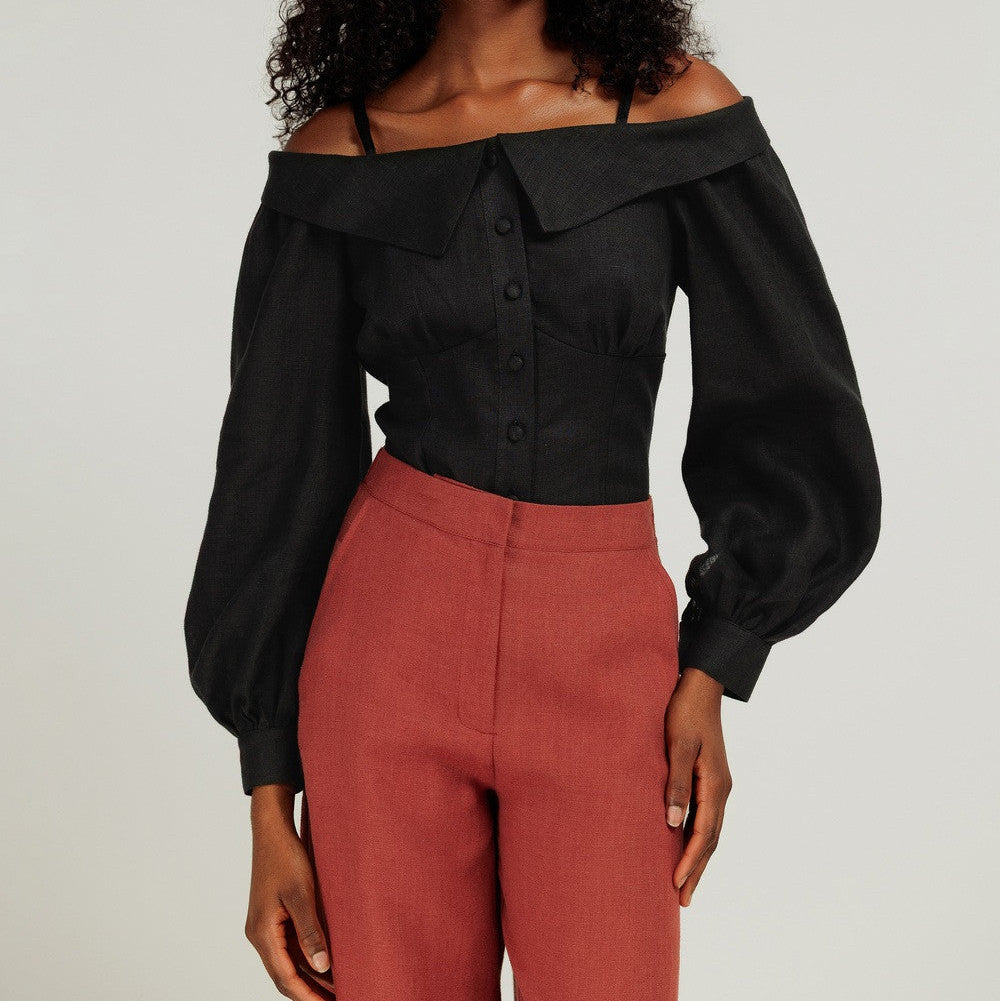 Off shoulder linen blouse Sylvie